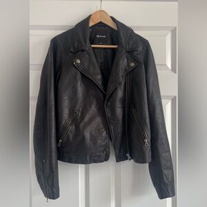 Madewell Washed Leather Motorcycle Jacket: Brass Hardware